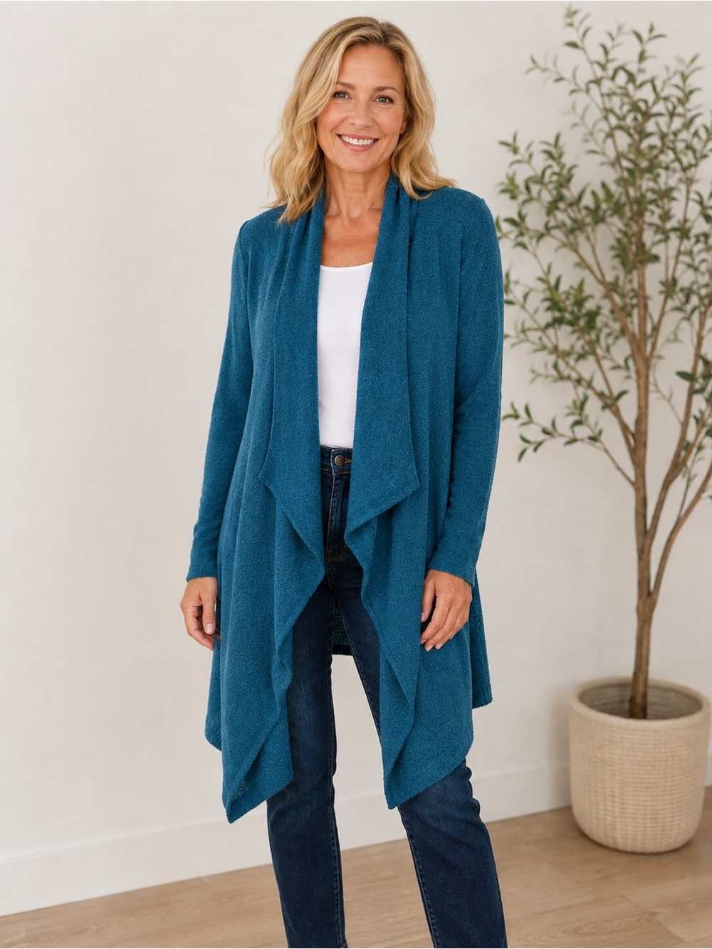 🌟 NEW Softies Drape Open-Front Extremely Soft Draped Cardigan - Women's S/M